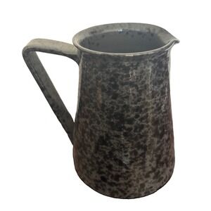 MammaRo Italy Black Gray Speckled Ceramic Pitcher Jug Rustic Tuscan Pottery